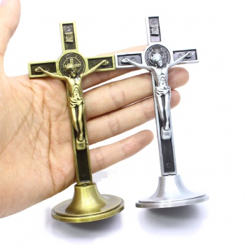 Metal Crucifix Cross Christ Catholic Jesus Decoration for Office Home Religion Ornaments